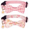 Fashionable Pink Floral Dog Collar with Bowtie for Small Medium Large Female Dogs