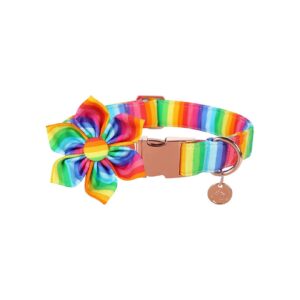 Fashionable Rainbow Cotton Dog Collar for Small Medium Large Dogs and Cats