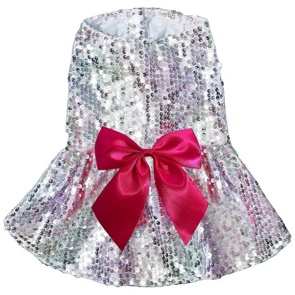 Fashionable Sequined Dog Costume with Ribbon Accent for Small Medium Dogs Birthday