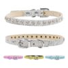 Fashionable Silver Rhinestone Collar for Cats Dogs Adjustable Small PU Leather