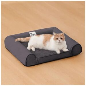 Faux Fleece Cat Bed with Bolster Support for Indoor Cats and Extra Small Dogs