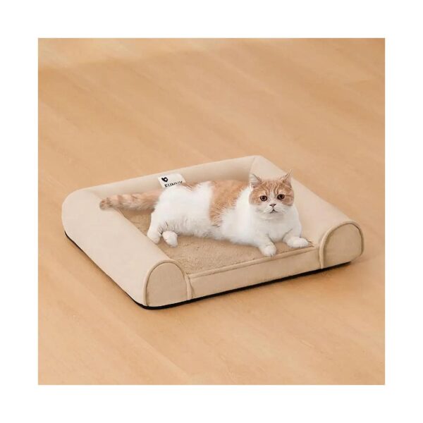 Faux Fleece Pet Bed with Bolster Support and Egg Crate Foam for Small Dogs and Cats