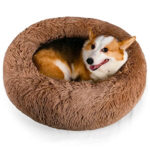 Faux Fur Dog Bed with Anti-Anxiety Design for Small to Medium Breed Dogs