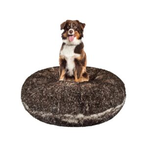 Faux Fur Dog Bed with Waterproof Lining and Removable Cover 30x30x10 Comfortable