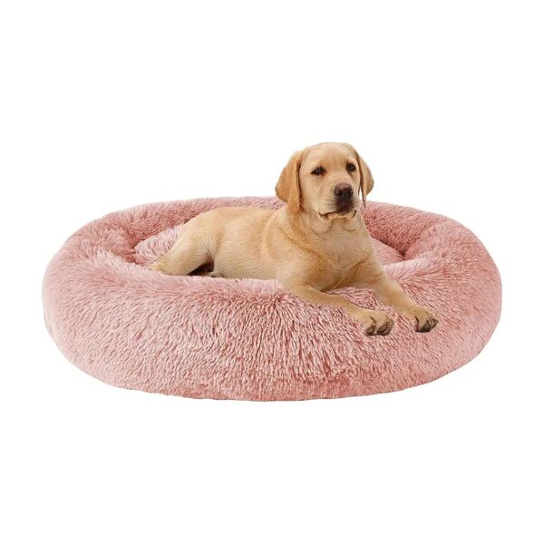 Faux Fur Donut Cuddler Dog Bed for Medium and Large Dogs