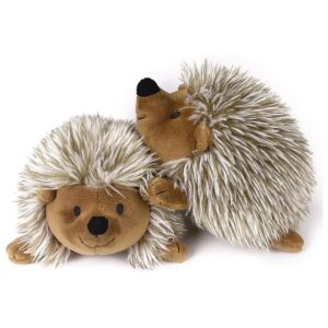 Faux-Fur Hedgehog Dog Toy with Built-in Squeaker and Teether Parts for Small Dogs