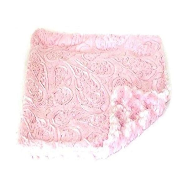 Faux Fur Pink Paisley Square Dog Blanket with Soften Faux Fur Material