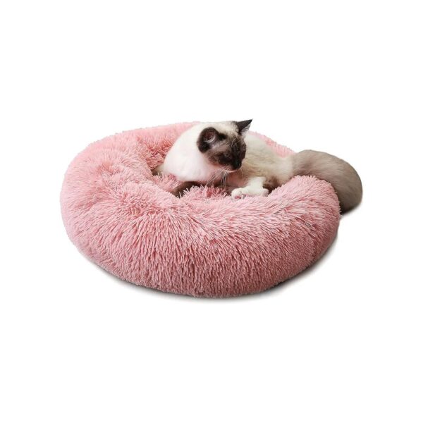 Faux Fur Plush Pet Cushion for Small Dogs and Cats - Self-Warming and Cozy Round Bed