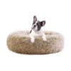 Faux Fur Small Dog Bed Calming Warming Soft Cozy Pet Round Bed 20 Inch For Small Breeds