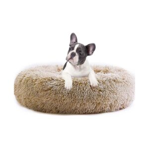 Faux Fur Small Dog Bed Calming Warming Soft Cozy Pet Round Bed 20 Inch For Small Breeds