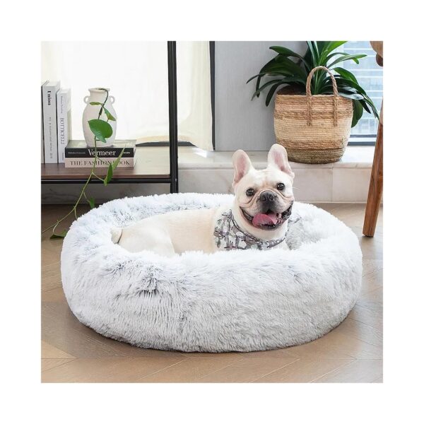 Faux Fur Soft Cozy Pet Bed with Anti Anxiety Calming Design for Small Breed Pets