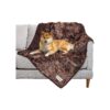 Faux Fur Tie-Dye Brown Waterproof Dog Blanket for Large Breed Dogs Protection