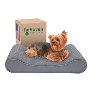 Faux Fur and Suede Dog Bed with Contoured Mattress for Enhanced Snuggling and Support