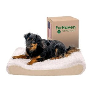 Faux Fur and Suede Orthopedic Dog Bed with Removable Machine Washable Cover