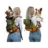 Faux Leather Dog Carrier Backpack Urban 3 Leafy Large Size Adjustable Pet Transport Bag