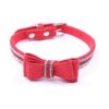 Faux Leather Female Dog Diamond Collar with Bow Tie Adjustable Necklace Red