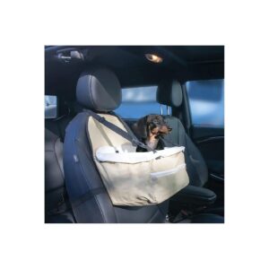 Faux Sheepskin Liner and Safety Leash Pet Booster Car Seat with Adjustable Strap Type