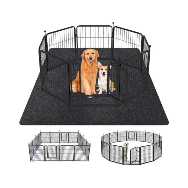 Felt Dog Playpen Mat Pad with Absorbent Fabric and Waterproof Backing for Puppy Training