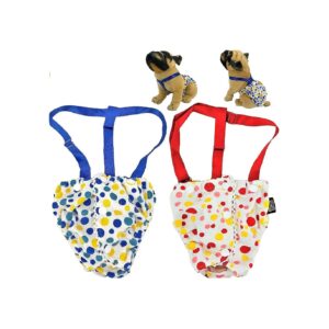 Female Dog Diapers with Suspenders Cotton Reusable Washable for Small Breeds