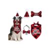 Festive Christmas Dog Bandanas and Hats with Adjustable Bow Tie and Squeaky Bone Toy