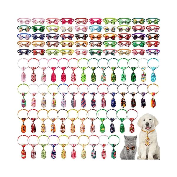 Festive Dog Bow Tie Collars and Neckties for Small to Medium Sized Dogs and Cats