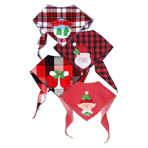 Festive Felt Applique Bandanas for Christmas Dogs, Medium and Large Sizes, 100% Cotton