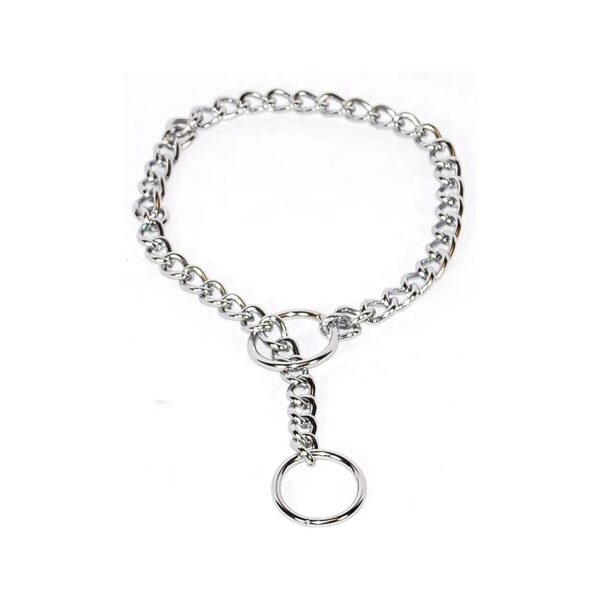 Fine Choke Chain Dog Collar in Silver Color with Steel Construction