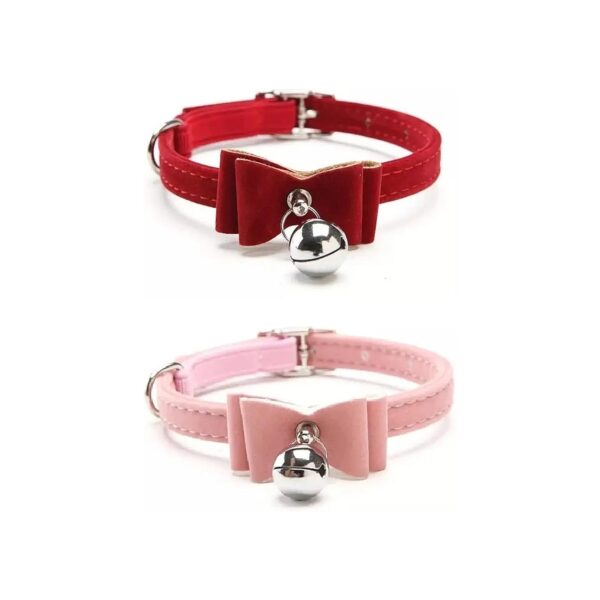 Fine Stitched Velvet Bow Tie Collar with Bell for Puppies Kittens and Small Dogs