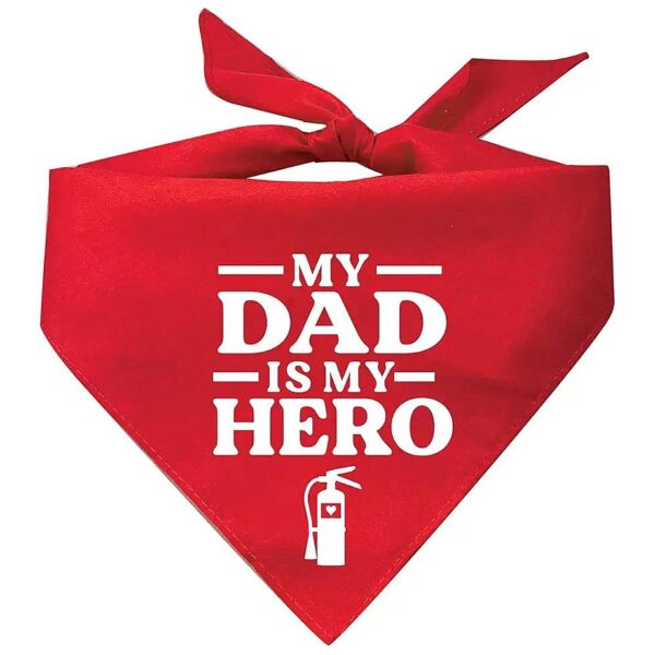 Firefighter Dad My Hero Red Soft Cotton Triangle Bandana OS 338 for Dogs