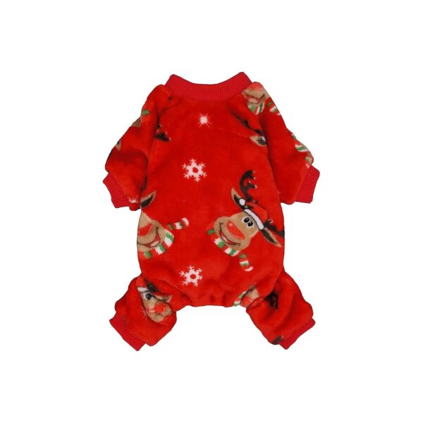 Fitwarm Reindeer Fuzzy Dog Pajamas for Small Dogs with Chest Size 22 Inches or Less