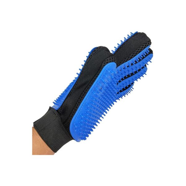 Five Finger Pet Glove with Soft Silicone Bristles for Combining Massaging and Detangling