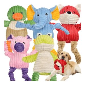 Five-Pack Stuffed Squeaky Dog Toys for Small Medium Large Dogs Puppy Play