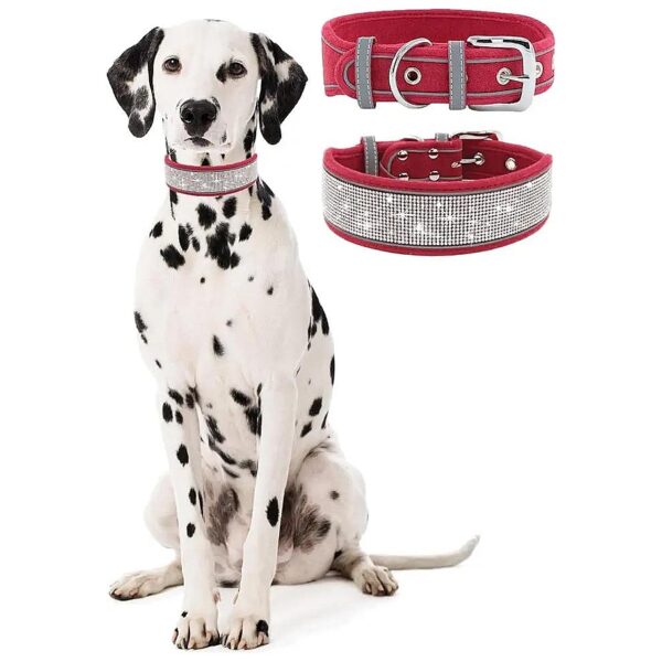 Five-Size Adjustable Glitter Sparkly Dog Collars for Small Medium Large Female Dogs