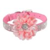 Flame Flower Patterned Soft Suede Dog Collar in Pink with Adjustable Buckle