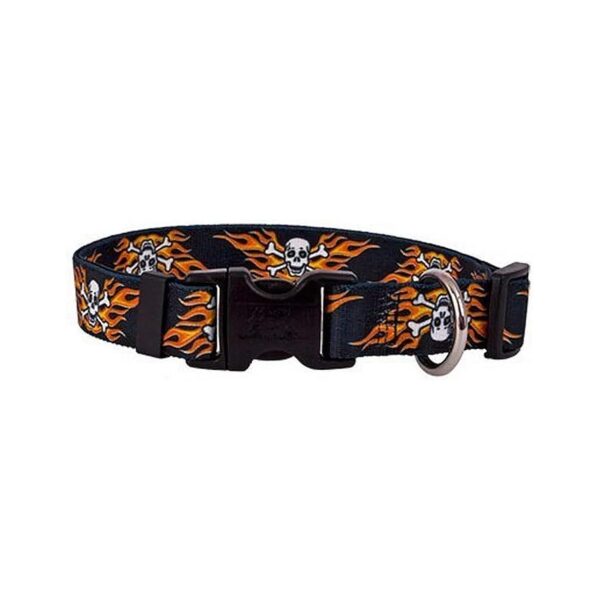 Flaming Skulls Dog Collar Size Extra Small for Neck Sizes 10-14