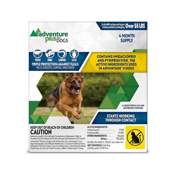 Flea and Tick Prevention for All Life Stages of Large Dogs - 4 Doses Included