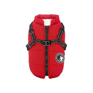 Fleece Dog Coat with Reflective Harness and Zipper Jacket for Small Medium Large Dogs