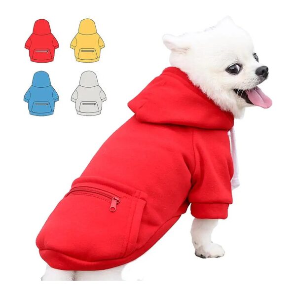 Fleece Dog Hoodie for Small Medium Large Dogs with Zipper Pocket Fall Winter Wear