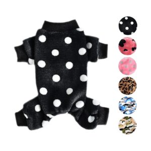 Fleece Dog Sweaters XS Polka Dot Winter Coats for Small Dogs Girl Boy Hoodies and Pajamas