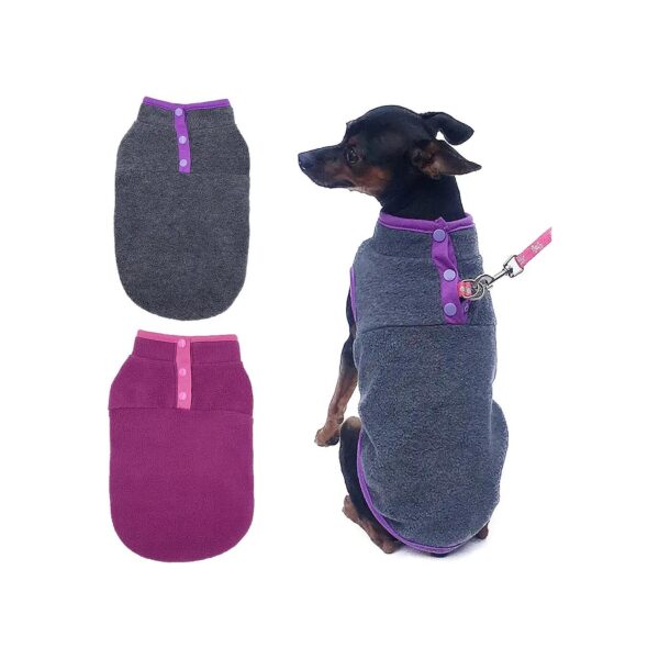 Fleece Dog Vest Sweater for Small Medium Dogs Cats with Buttons Costumes