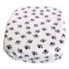 Fleece Material, Universal Fit, White with Black Paw Prints, Machine Washable and Durable