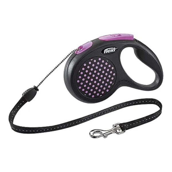 Flexi Retractable Lead with Reflective Stripe, Medium Length, Pink