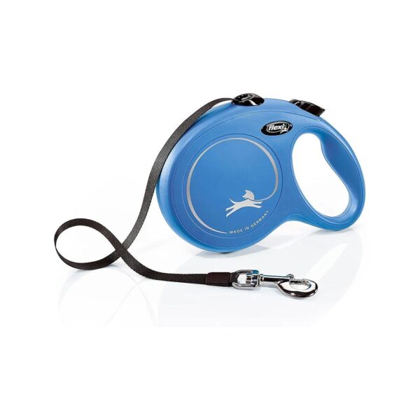 Flexi Retractable Leash with Blue Nylon Tape in Large Size 8 Meter for Long Walks