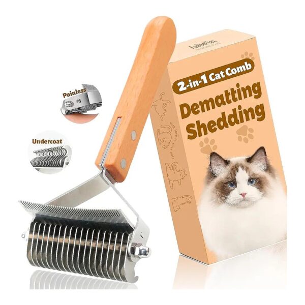 Flexible Cat Brush for Dematting and Deshedding Matted Fur and Undercoat