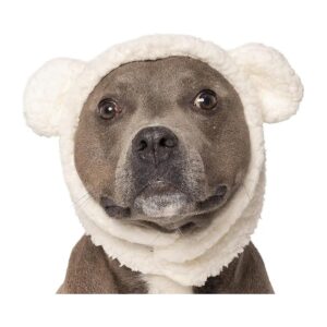 Flexible Polar Bear Dog Hat Costume for Medium Dogs with Machine Washable