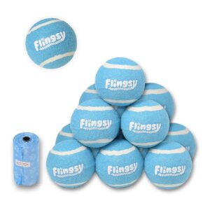 Flingsy Compatible 12 Pack Bright Blue Pet Fetch Balls for Standard Medium Ball Throwers