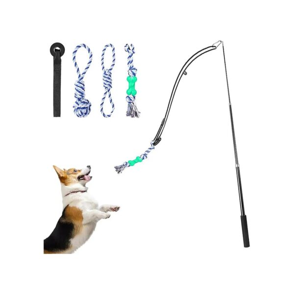 Flirt Pole and Fleece Rope Set for Dog Agility and Training