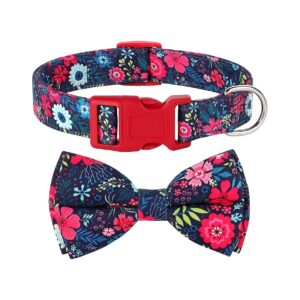 Floral Dog Collar with Comfy Necksizes and Soft Bow Tie