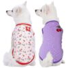 Floral Dog T-Shirts Tank Top Cotton Blend Back Length 16 Soft Comfy Dog Clothes