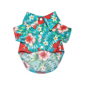 Floral Pattern Hawaiian Style Shirt for Small to Medium Size Dogs and Cats, Size 1